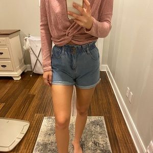 Button up jean shorts